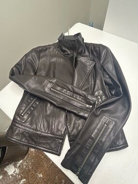 Mackage for Aritzia Black Lambskin Leather Jacket